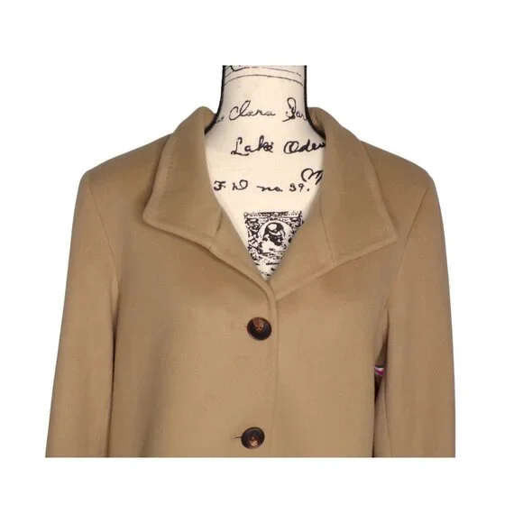 🆕FLEURETTE Dawn Wool Stand Collar Car Coat Camel Tan 10 - Picture 13 of 16